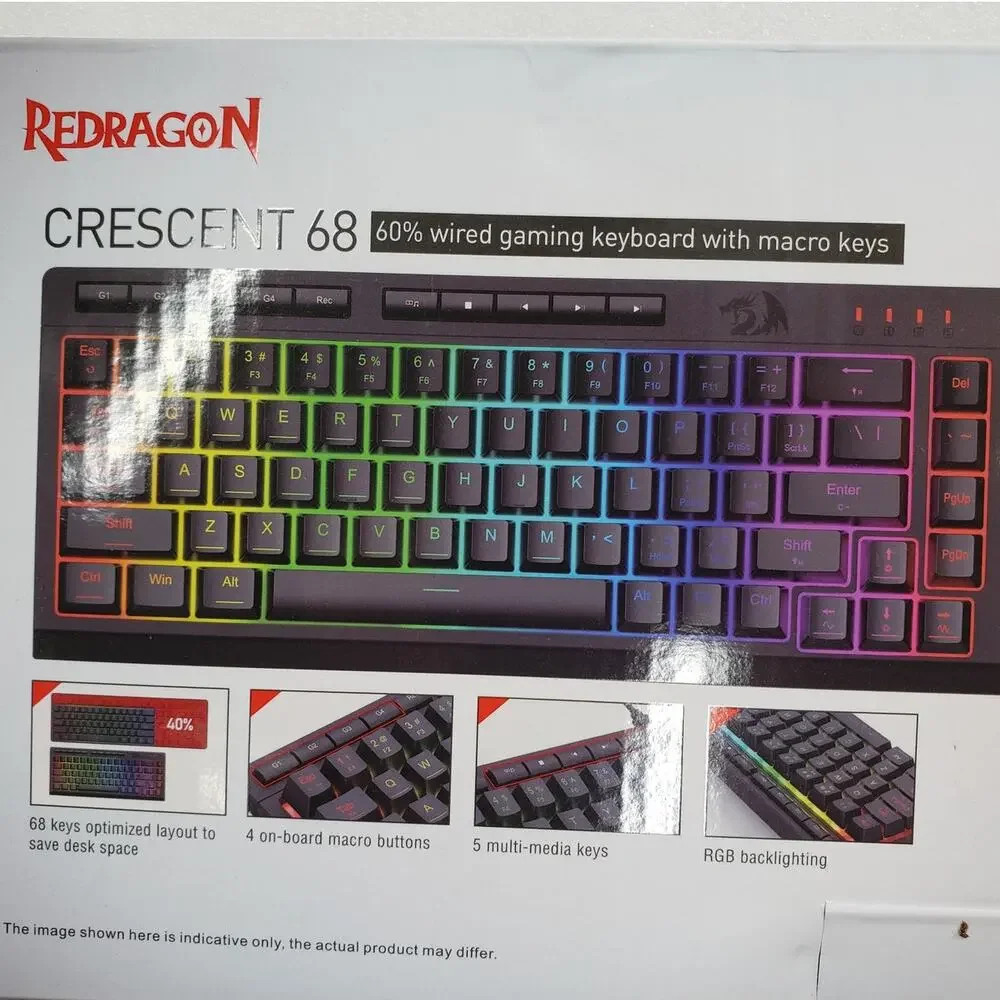 Redragon Crescent 68 60% Wired Gaming Keyboard (Black)